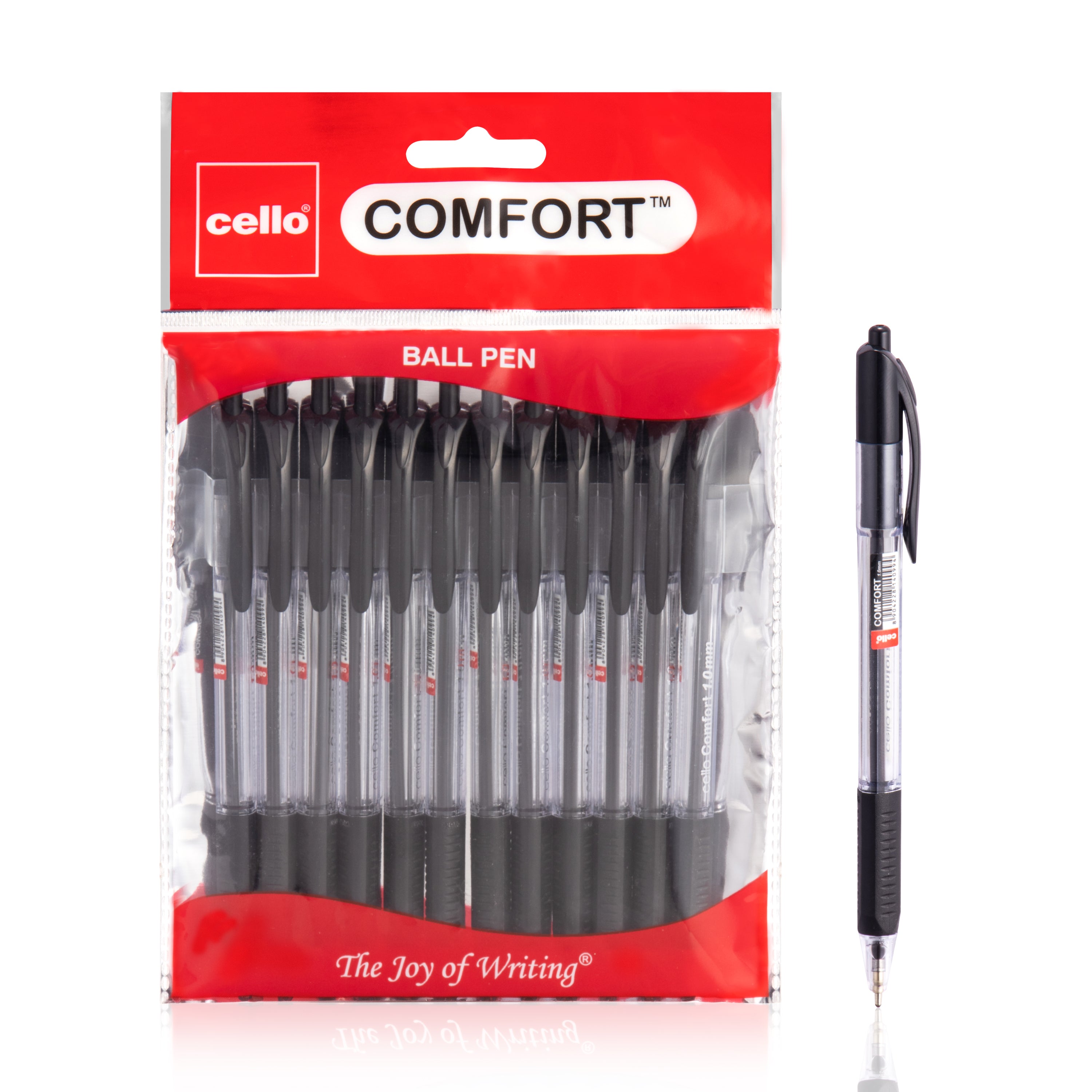Cello Topball Grip Retractable Ballpoint Pens – 1.0MM – Black, Blue & Red – Pack of 12