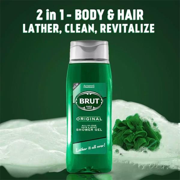 Brut Original All In One Shower Gel for Hair & Body, 500ml