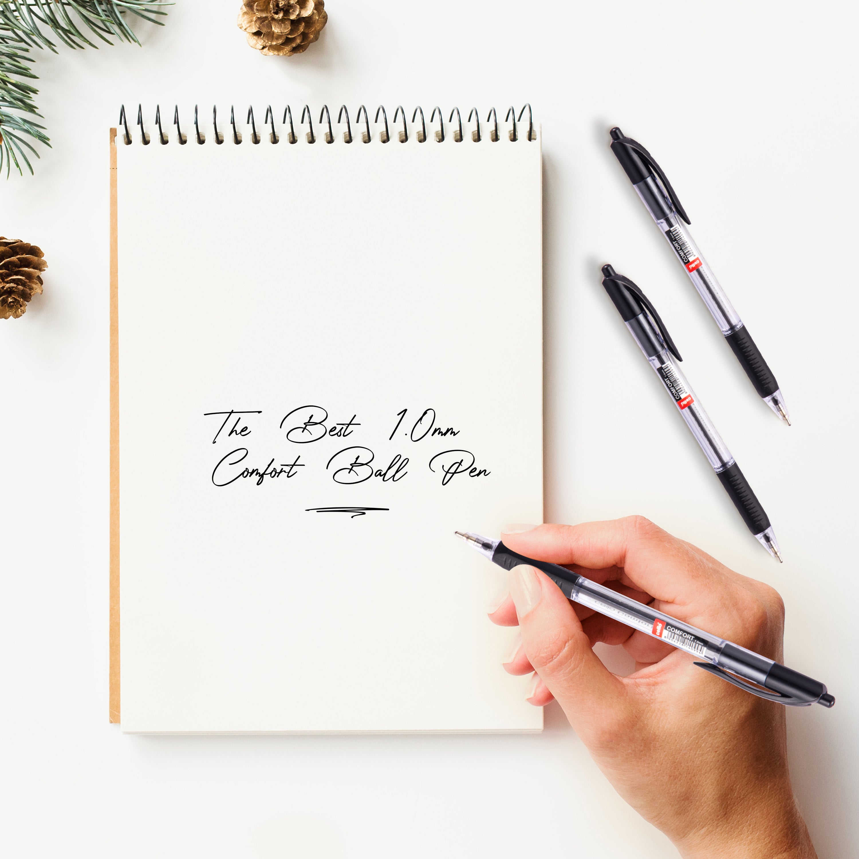 Cello Topball Grip Retractable Ballpoint Pens – 1.0MM – Black, Blue & Red – Pack of 12