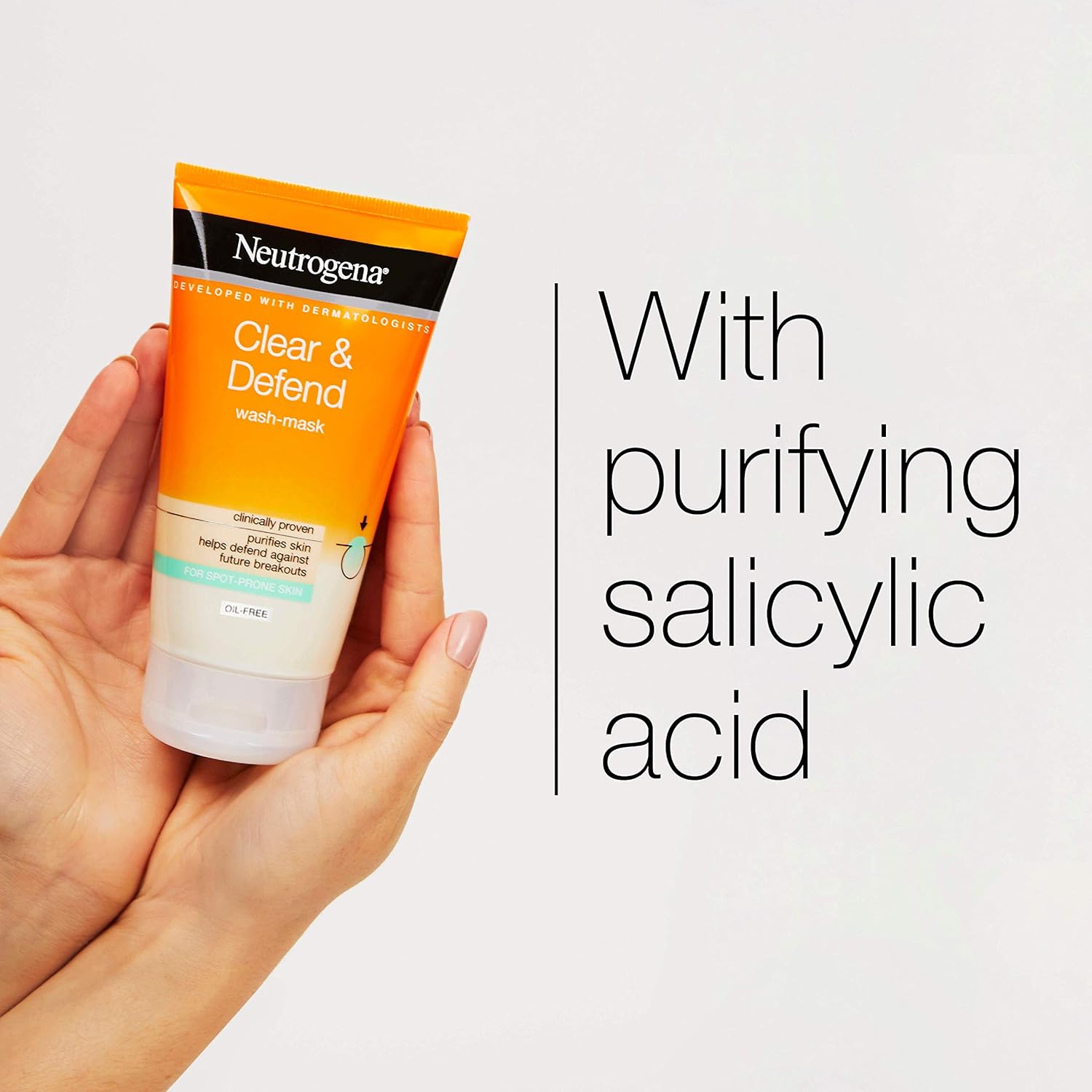 Neutrogena Clear & Defend 2-in-1 Wash-Mask, 150ml (1% Salicylic Acid)