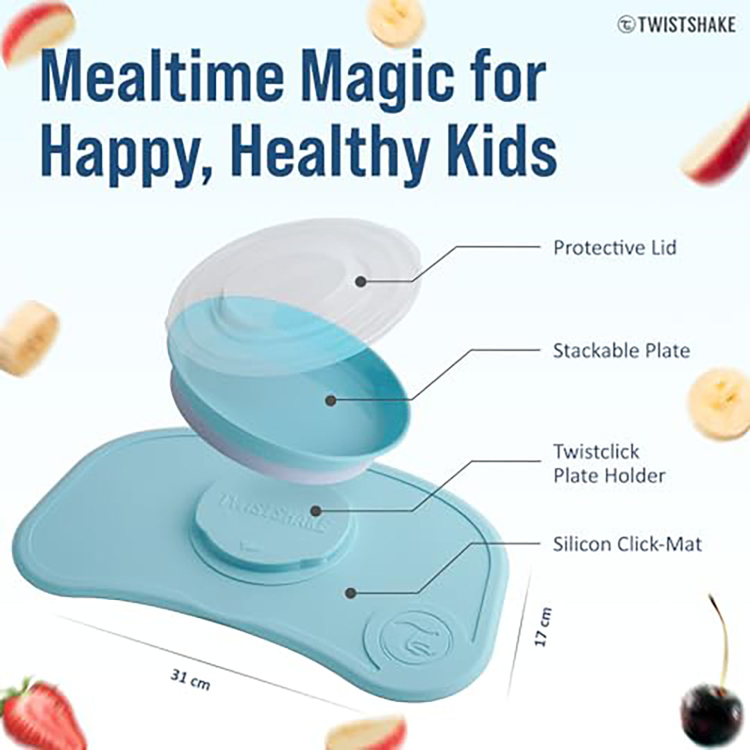 Twistshake Click-Mat Mini + Plate – Pastel Blue