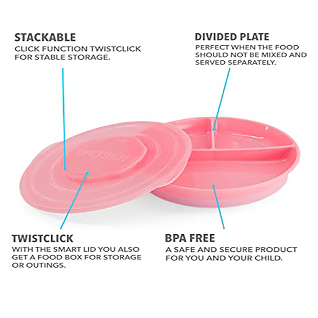Twistshake Divided Plate – 6+ Months – Pastel Pink