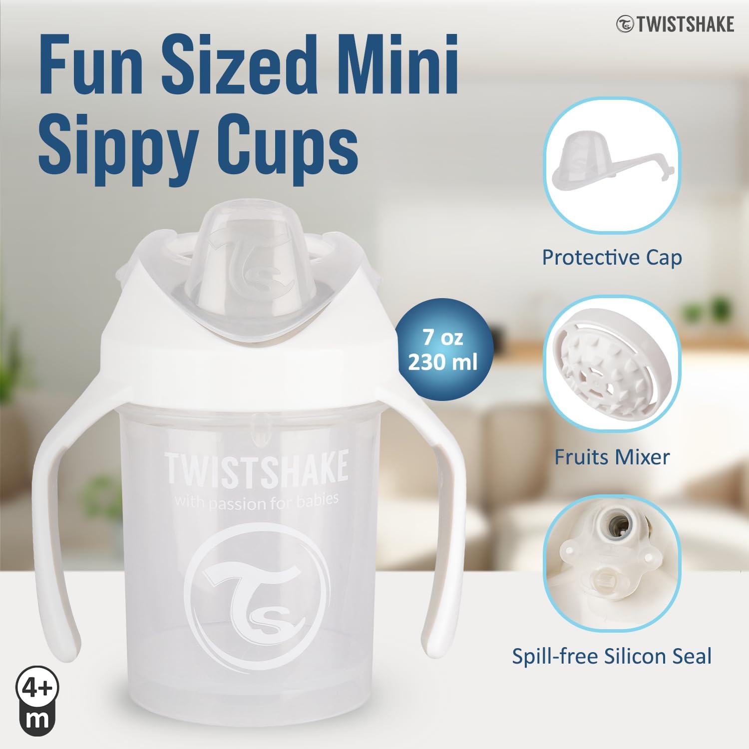 Twistshake Mini Cup – White 230ml (4+ Months)