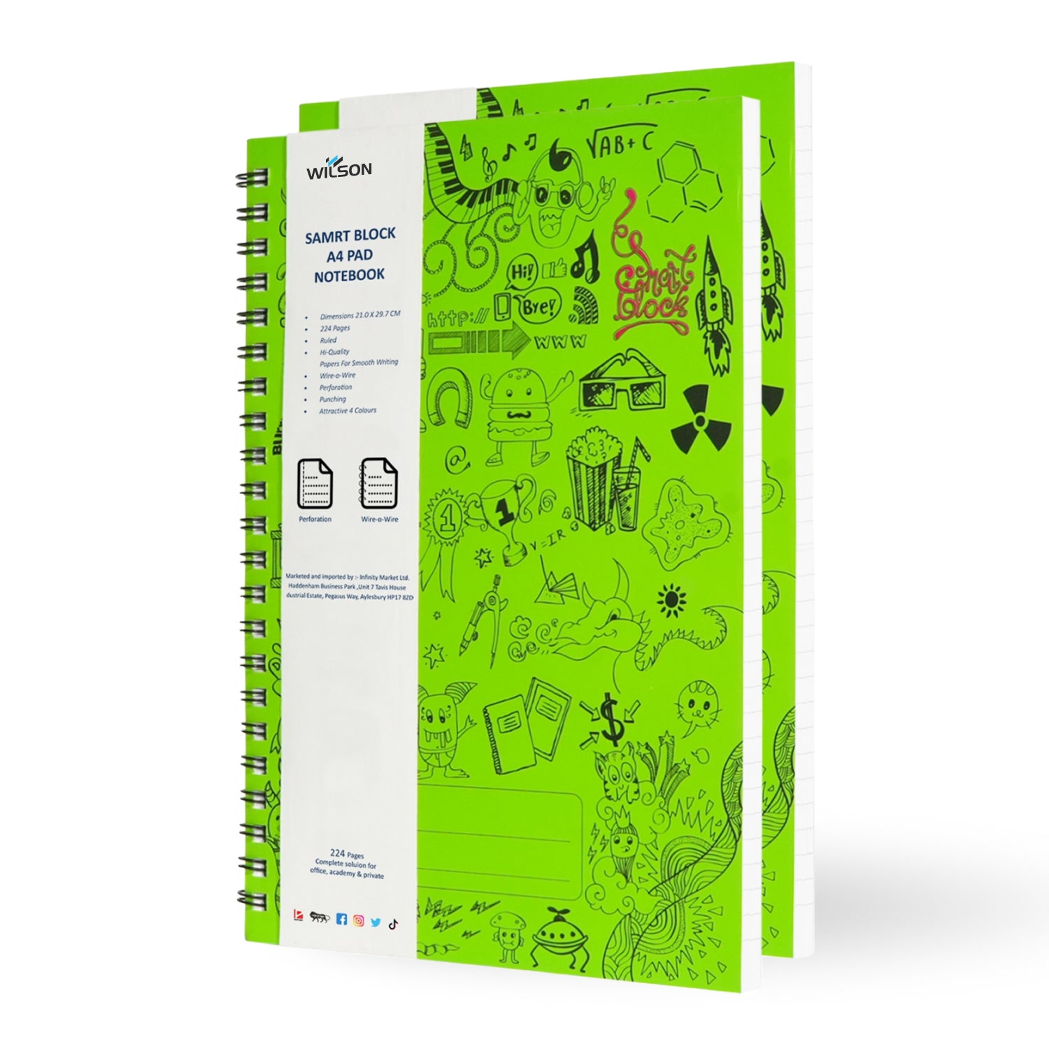 Smart Block Lined Spiral Journal Notebook, 224 Pages (Green)