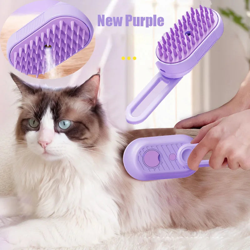 3-in-1 Electric Steamy Dog Brush – Pet Grooming, Massage & Hair Removal