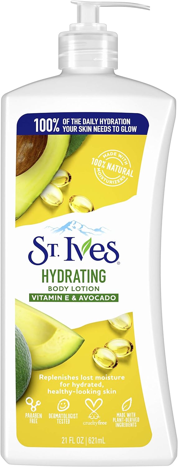 St. Ives Hydrating Hand & Body Lotion Moisturiser for Dry Skin Vitamin E & Avocado Made with 100% Natural Moisturisers 21 oz - Infinity Market