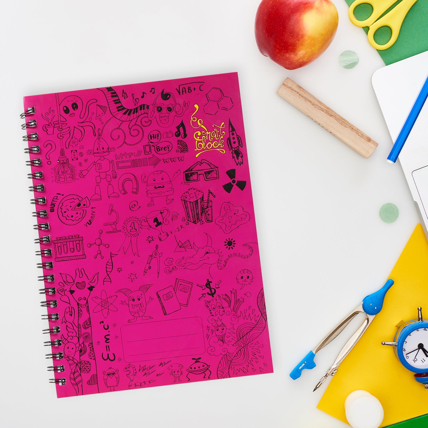 Smart Block Lined Spiral Journal Notebook, 224 Pages (Magenta)