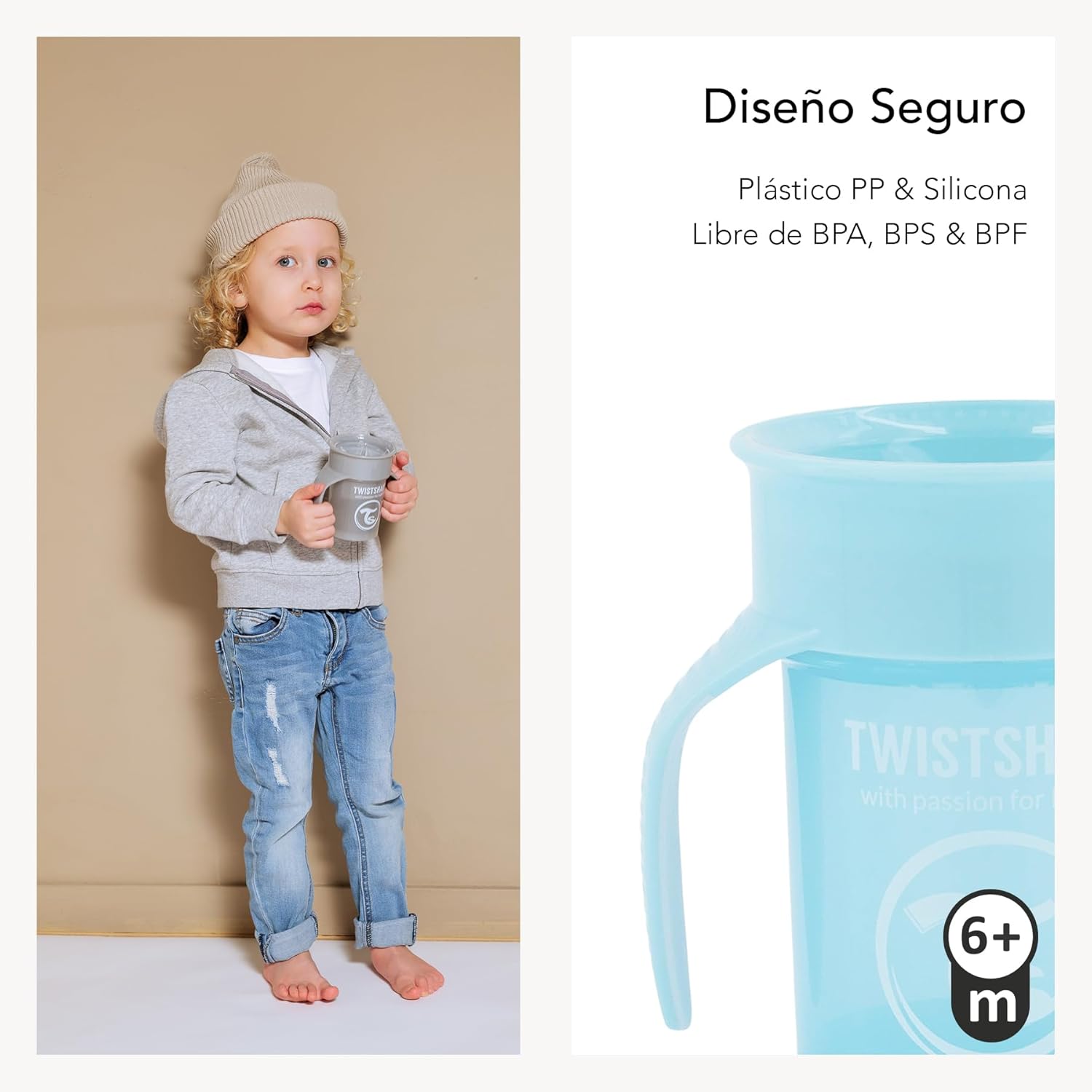 Twistshake 360° Trainer Cup – 6+m – White