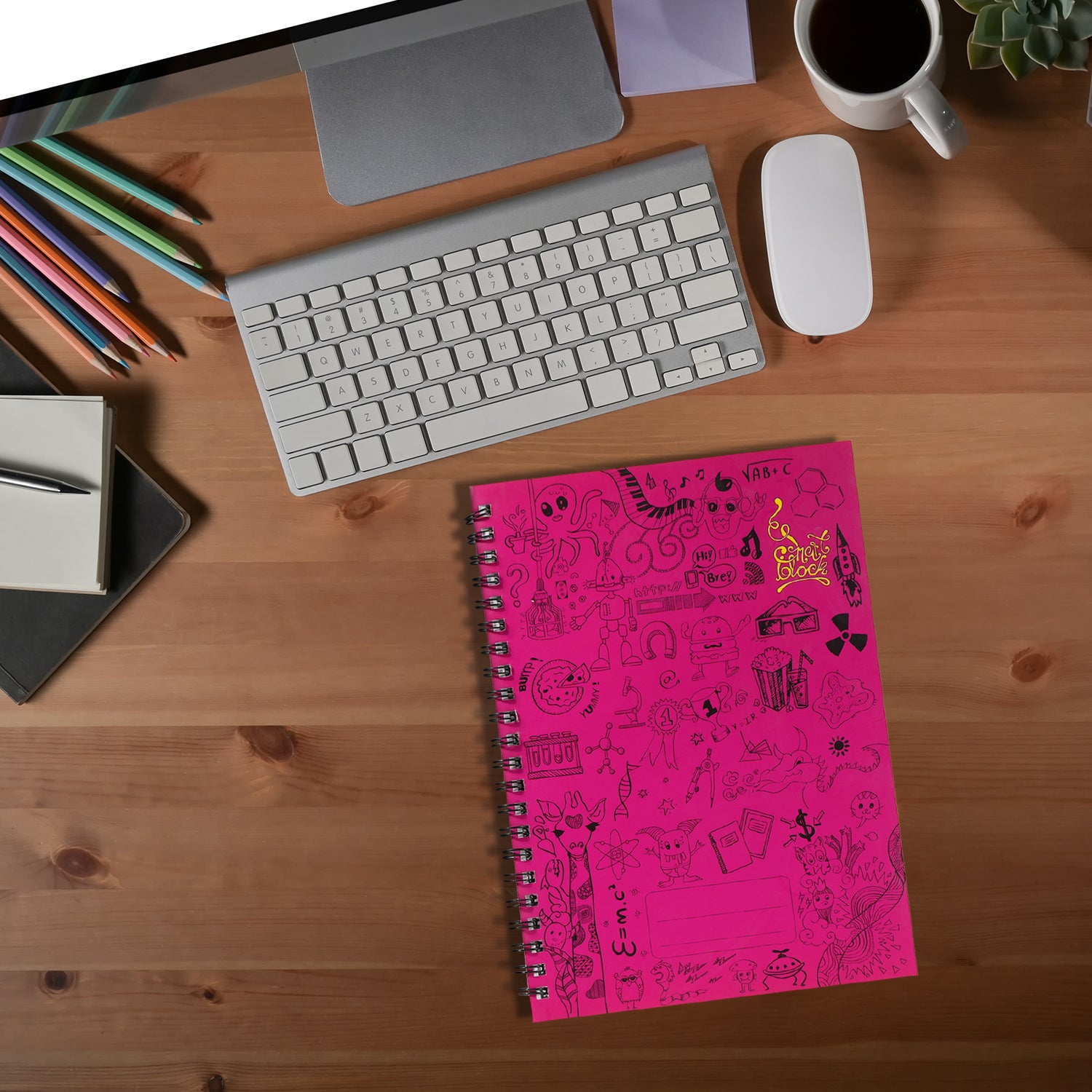 Smart Block Lined Spiral Journal Notebook, 224 Pages (Magenta)