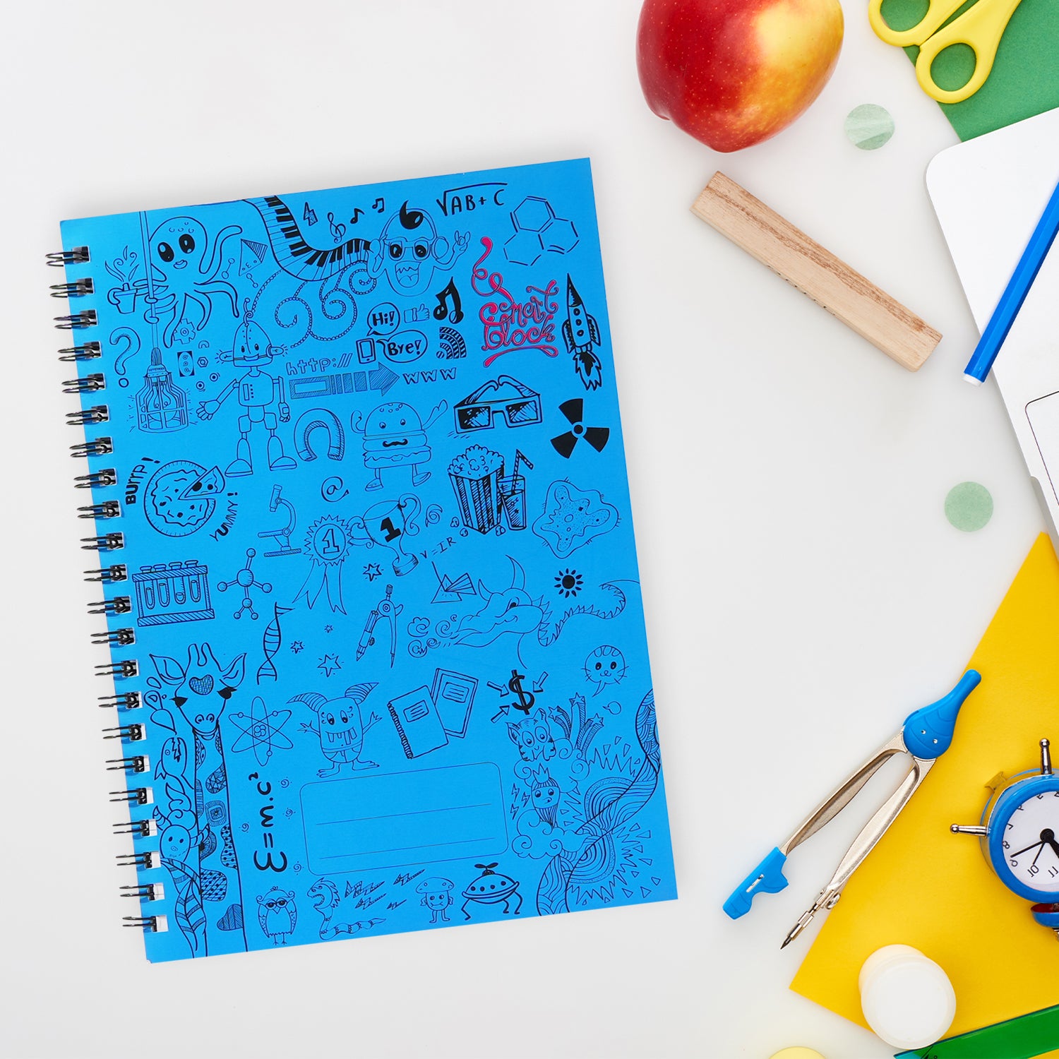 Smart Block Lined Spiral Journal Notebook, 224 Pages (Blue)