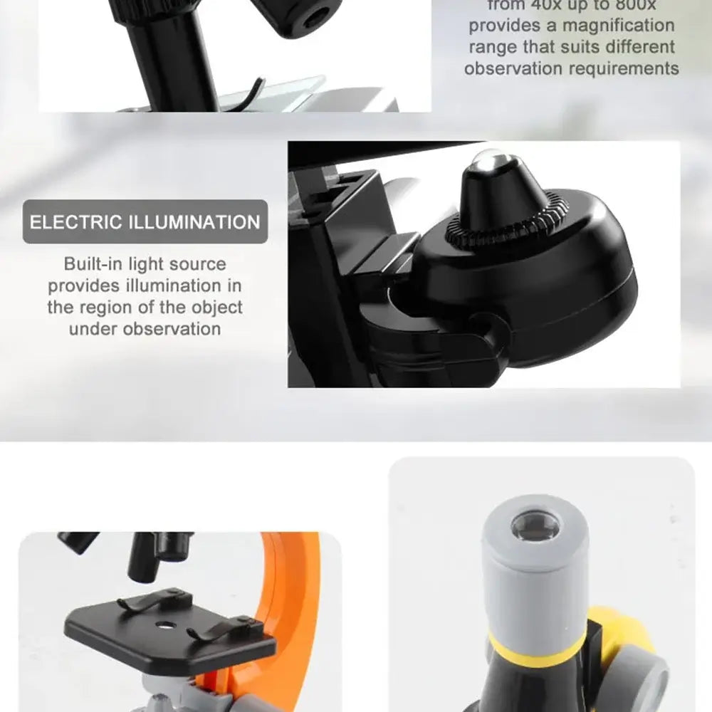 "Mini Microscope Toy with 1200x magnification, built-in light source, and educational features for kids' biology exploration"