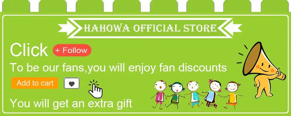 Hahowa Official Store promotion banner with fan discounts and extra gift offer.