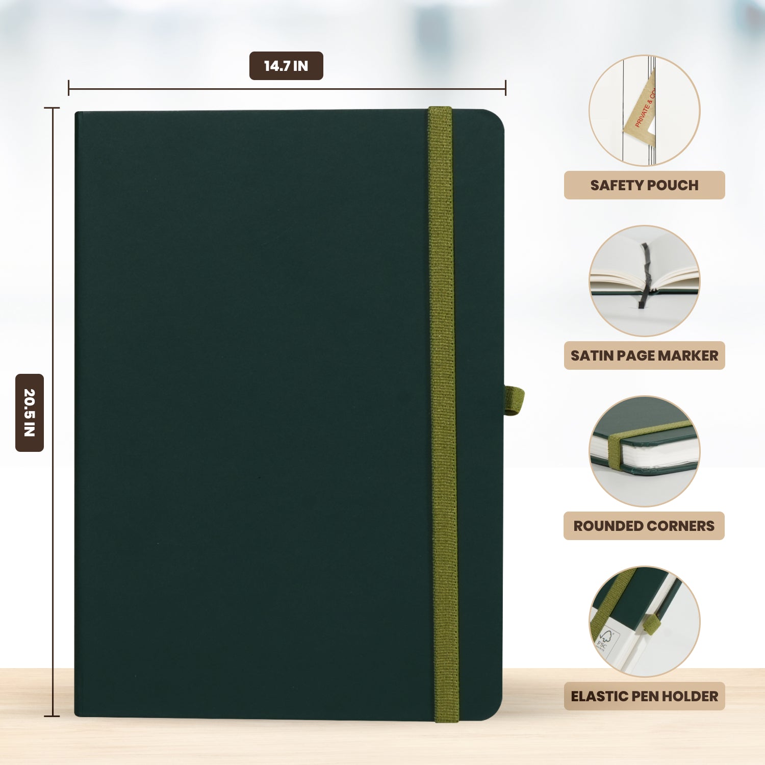 A5 Maestro Journal Notebook – Ruled Paper, 160 Pages (Dark Green)