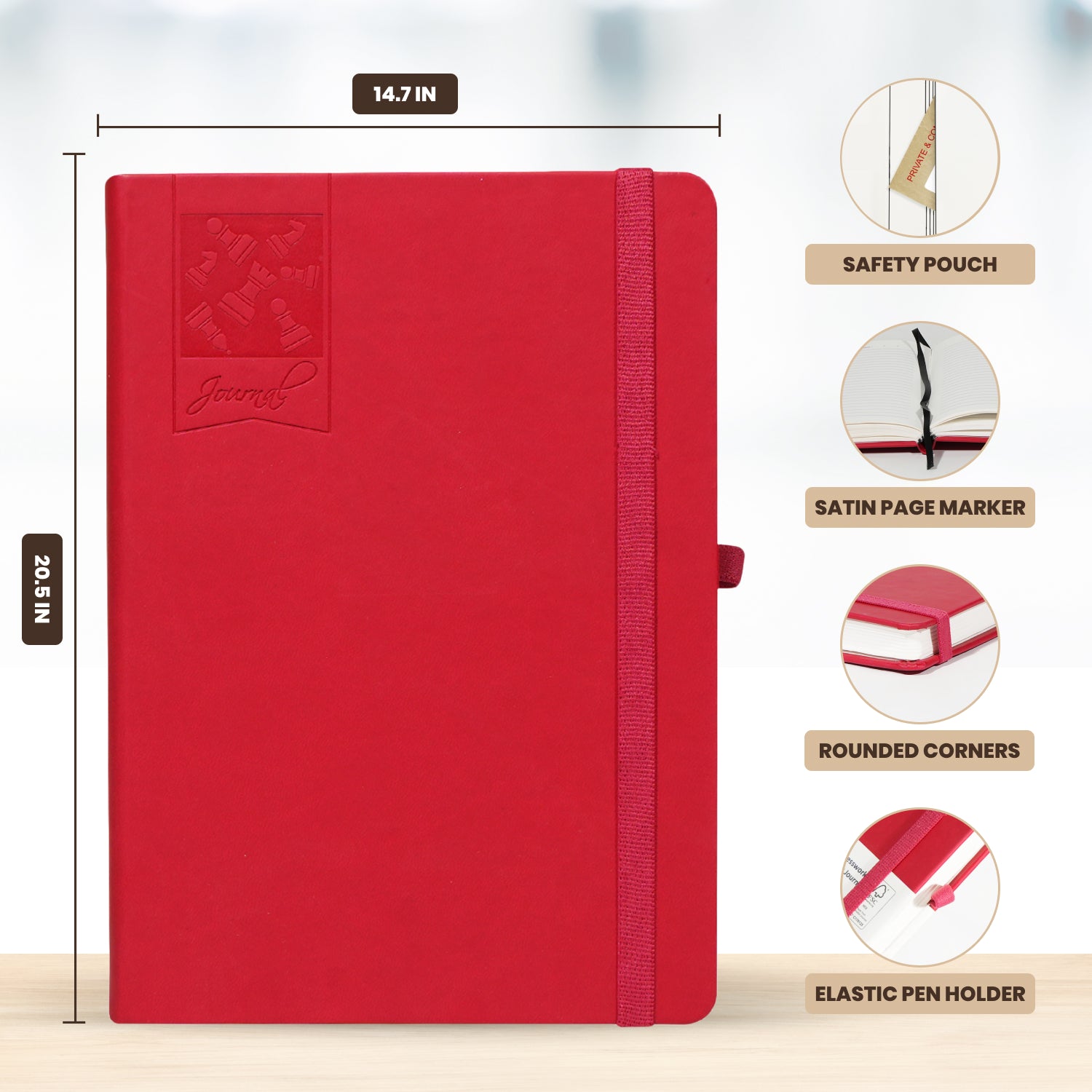 A5 Chess Works Privy Journal Notebook, 256 Pages (Red)